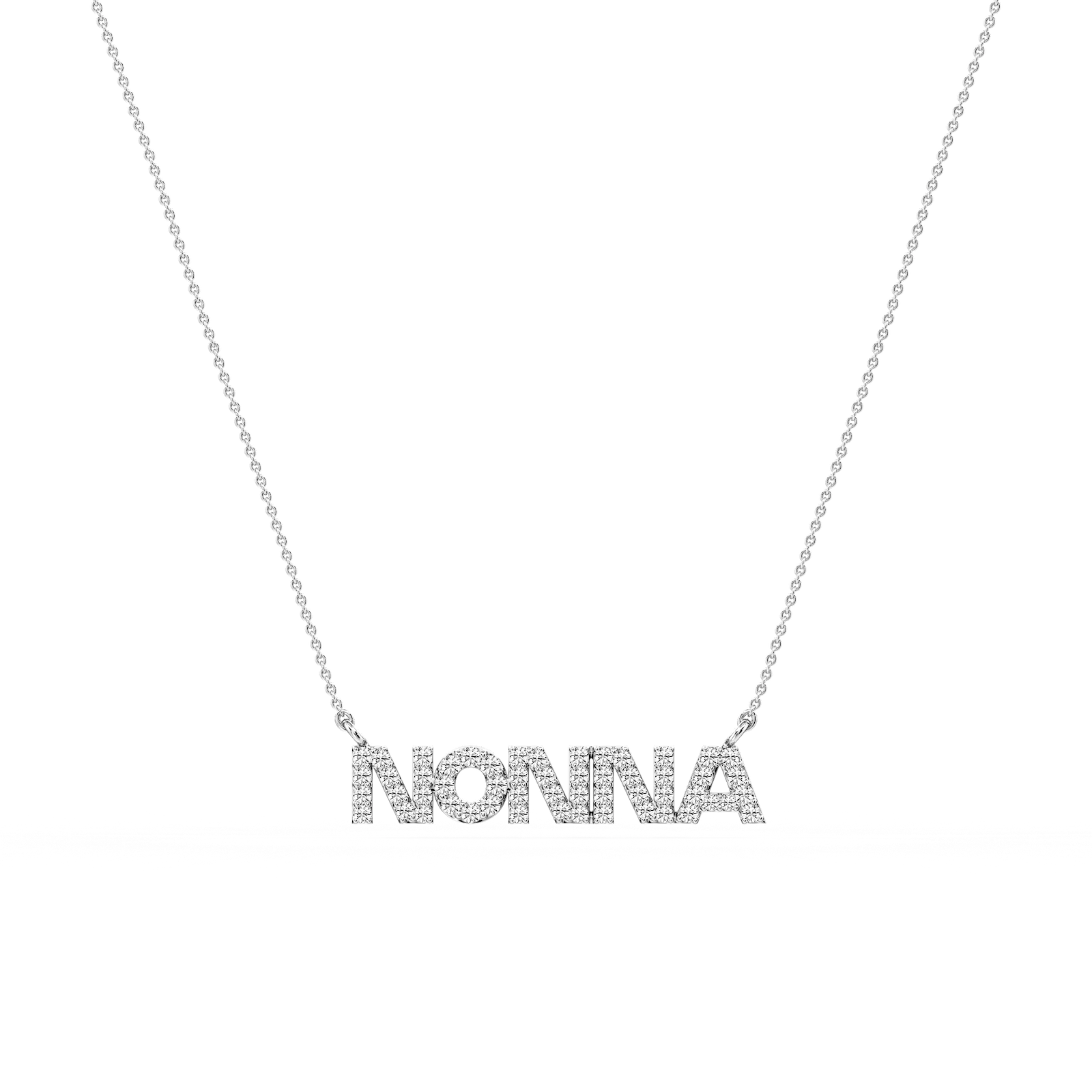 Round Lab Grown Diamond Nonna Block Letter Pendant - 16 to 18 Inches