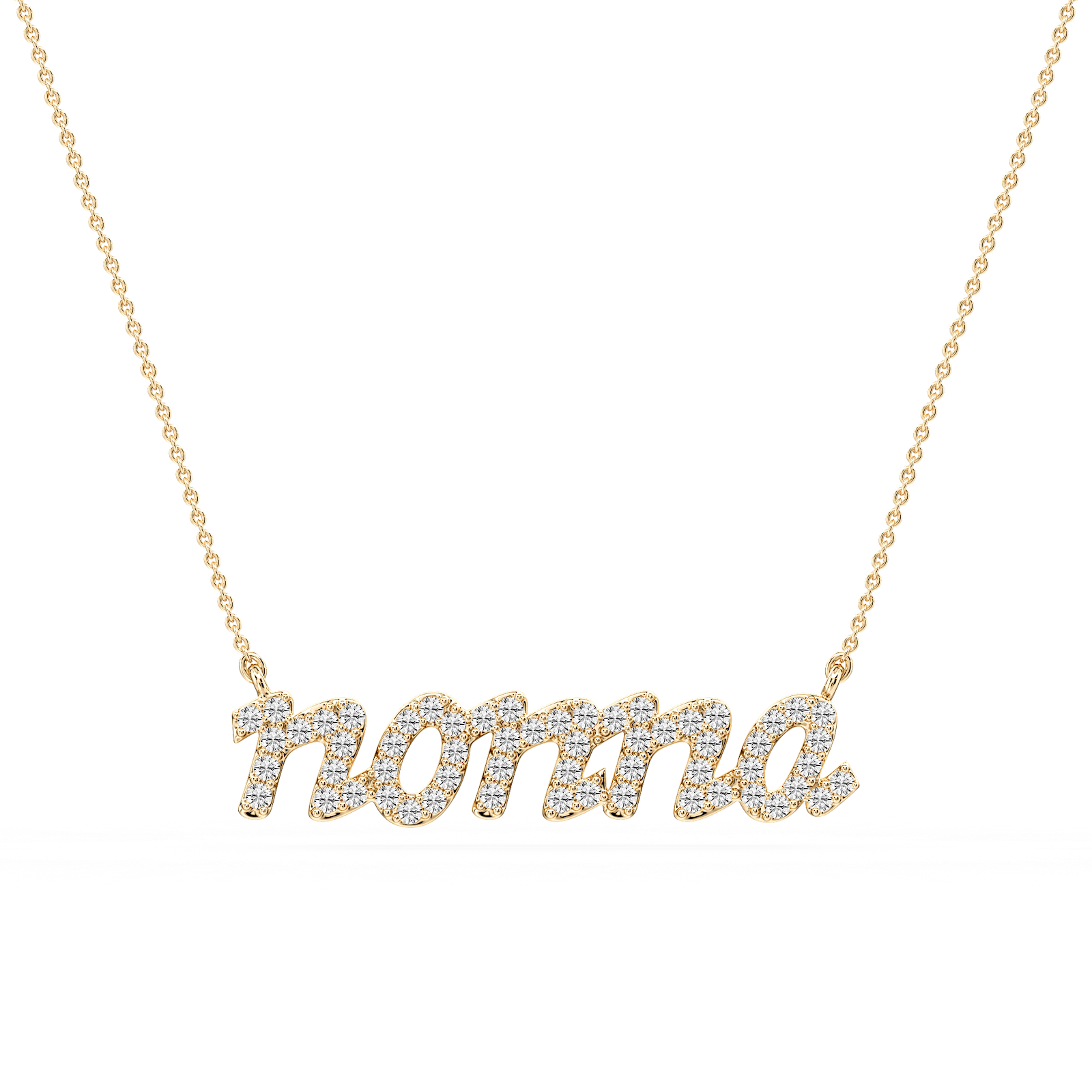 Round Lab Grown Diamond Nonna Cursive Letter Pendant - 16 to 18 Inches