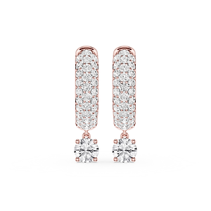 Round Lab Grown Diamond Pave Hoop Drop Earrings