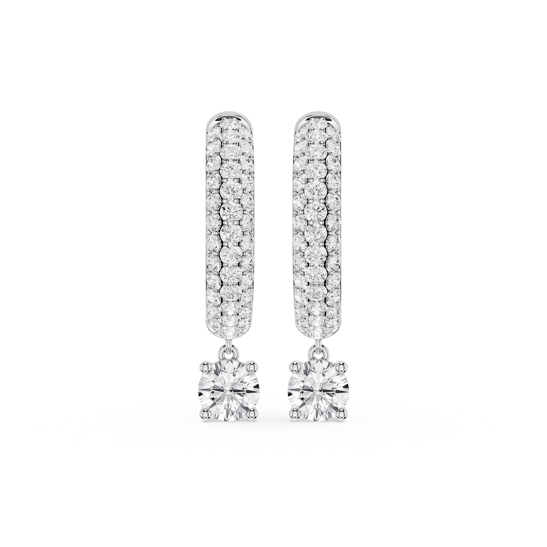 Round Lab Grown Diamond Pave Hoop Drop Earrings