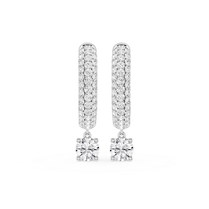 Round Lab Grown Diamond Pave Hoop Drop Earrings