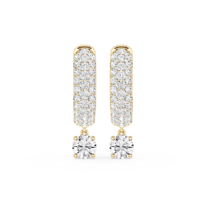 Round Lab Grown Diamond Pave Hoop Drop Earrings