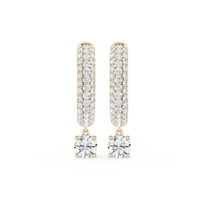 Round Lab Grown Diamond Pave Hoop Drop Earrings