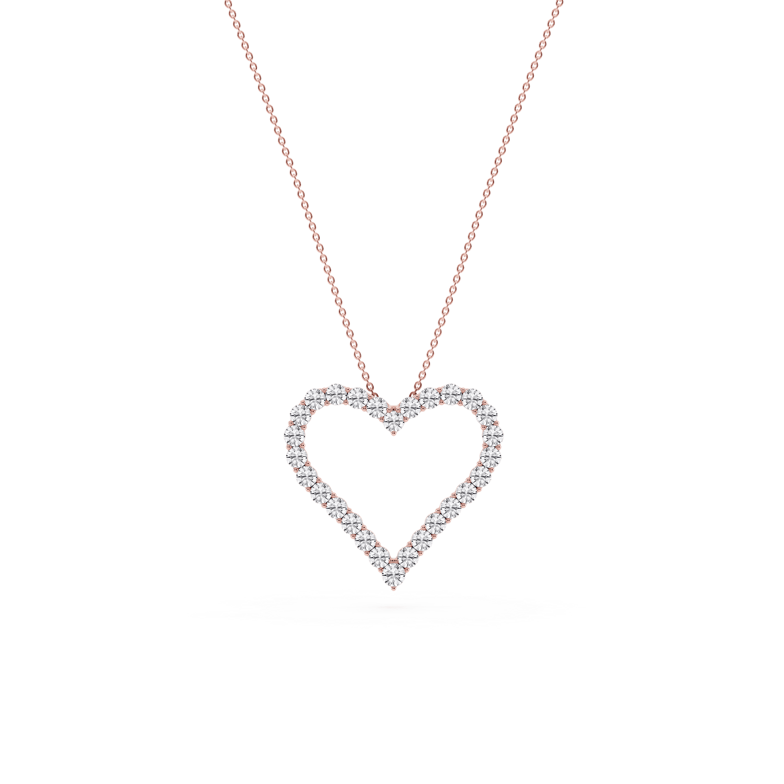 Round Lab Grown Diamond Shared Prong Heart Pendant - 16 to 18 Inches
