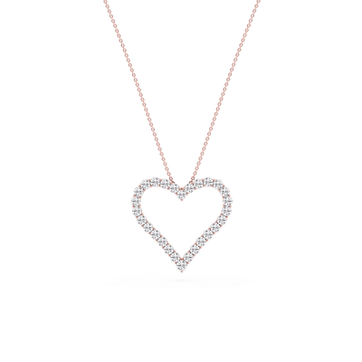 Round Lab Grown Diamond Shared Prong Heart Pendant - 16 to 18 Inches
