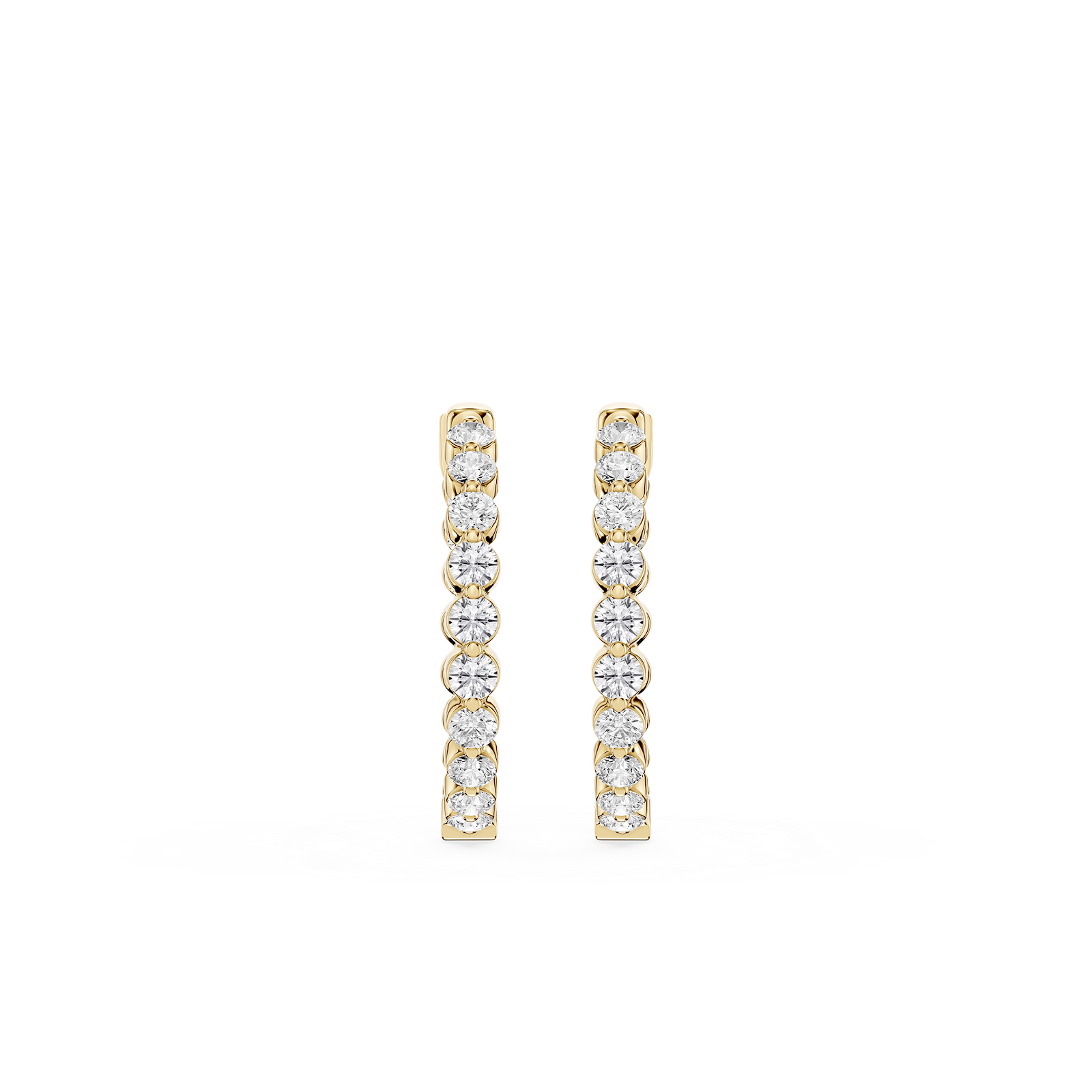 Round Lab Grown Diamond Single Shared Prong Hoop Earrings