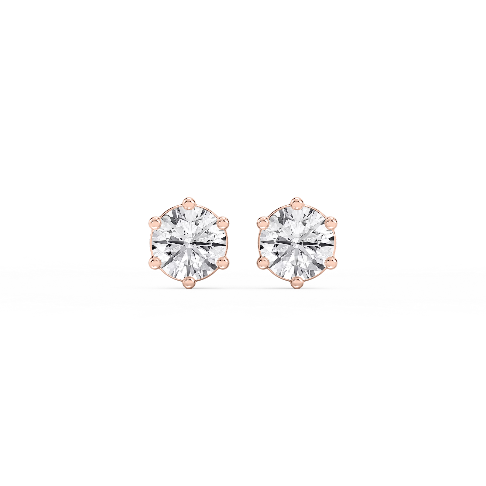 Round Lab Grown Diamond Classic Six Prong Stud Earrings