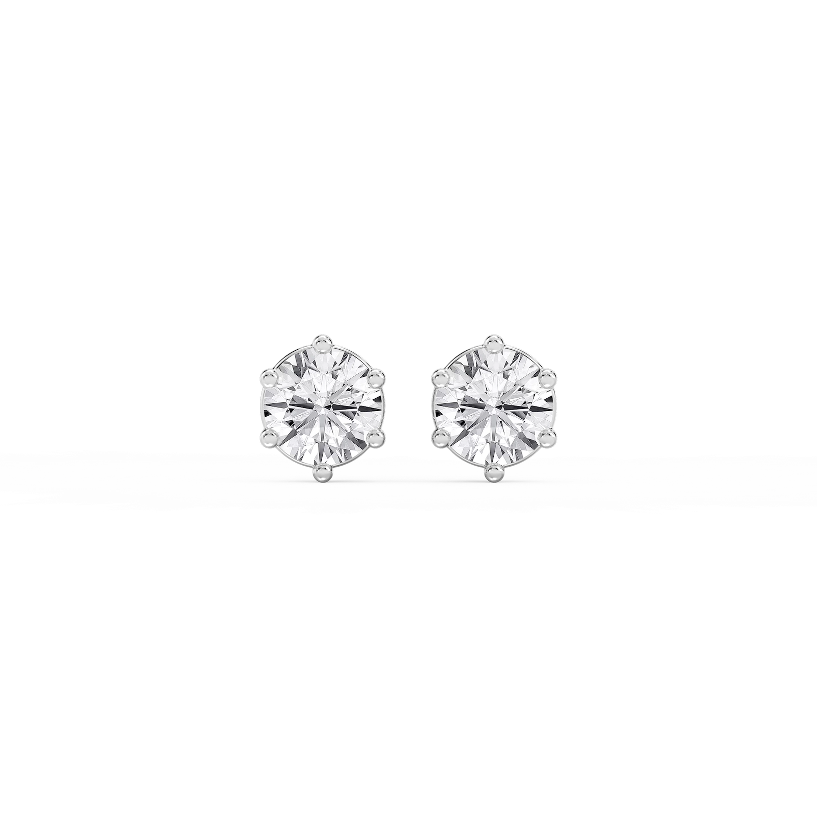 Round Lab Grown Diamond Classic Six Prong Stud Earrings