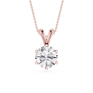 Round Lab Grown Diamond Six Prong Double Bail Solitaire Pendant  - 16 to 18 Inches