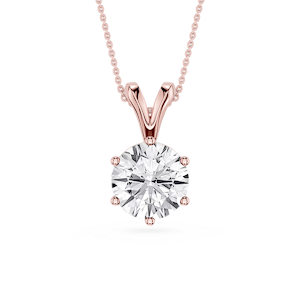 Round Lab Grown Diamond Six Prong Double Bail Solitaire Pendant  - 16 to 18 Inches