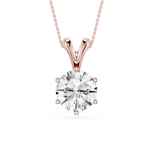 Round Lab Grown Diamond Six Prong Double Bail Solitaire Pendant  - 16 to 18 Inches