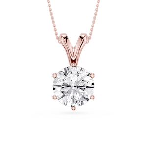 Round Lab Grown Diamond Six Prong Double Bail Solitaire Pendant  - 16 to 18 Inches