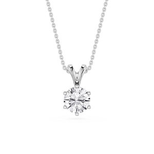 Round Lab Grown Diamond Six Prong Double Bail Solitaire Pendant  - 16 to 18 Inches