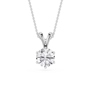 Round Lab Grown Diamond Six Prong Double Bail Solitaire Pendant  - 16 to 18 Inches