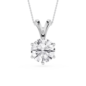Round Lab Grown Diamond Six Prong Double Bail Solitaire Pendant  - 16 to 18 Inches