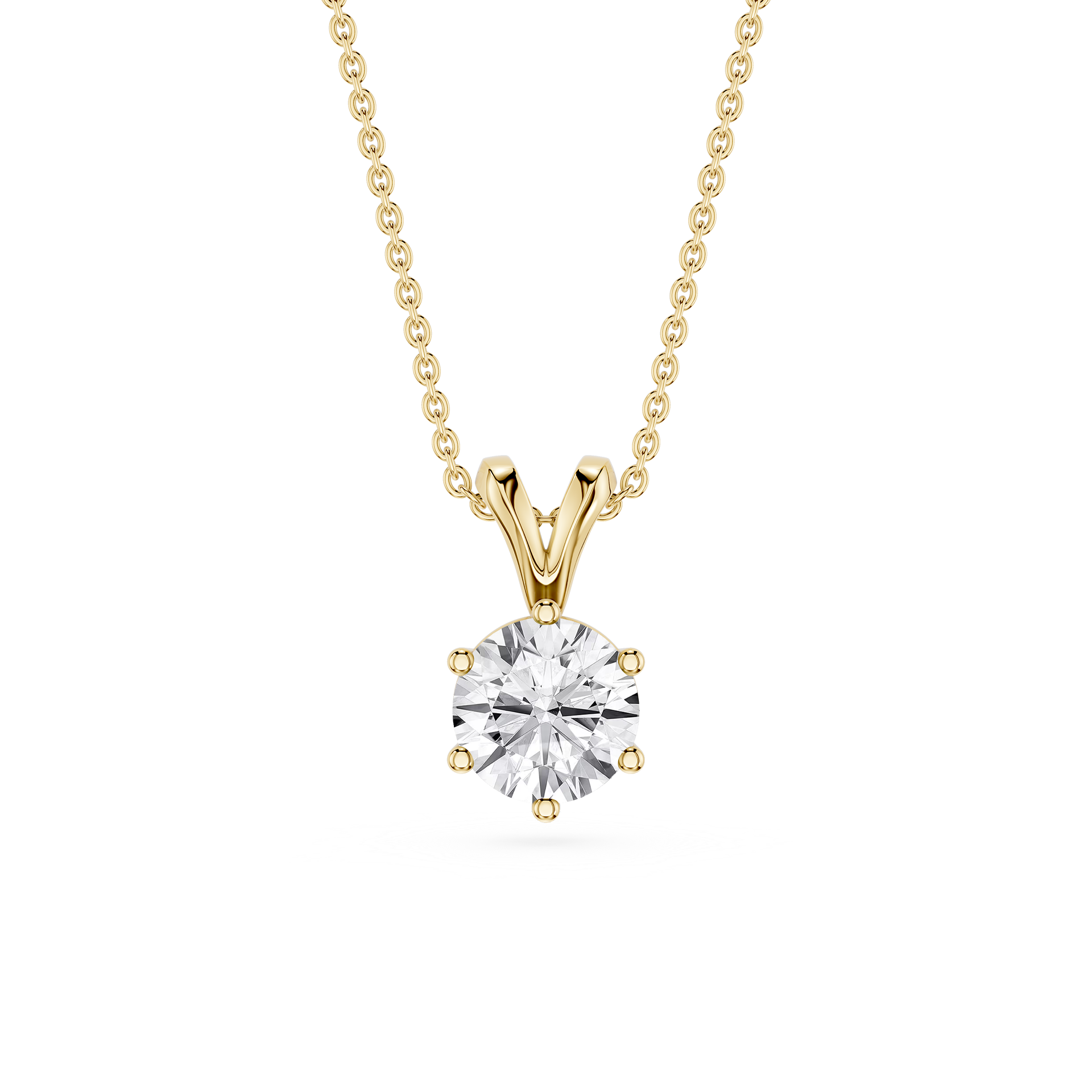 Round Lab Grown Diamond Six Prong Double Bail Solitaire Pendant  - 16 to 18 Inches