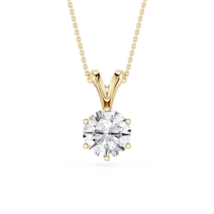 Round Lab Grown Diamond Six Prong Double Bail Solitaire Pendant  - 16 to 18 Inches