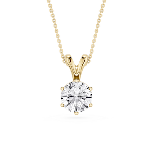 Round Lab Grown Diamond Six Prong Double Bail Solitaire Pendant  - 16 to 18 Inches