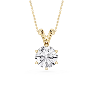 Round Lab Grown Diamond Six Prong Double Bail Solitaire Pendant  - 16 to 18 Inches