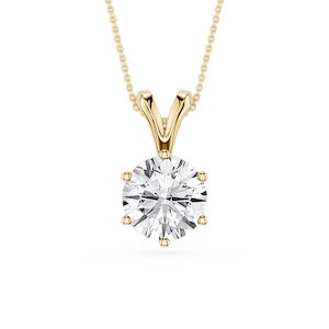 Round Lab Grown Diamond Six Prong Double Bail Solitaire Pendant  - 16 to 18 Inches