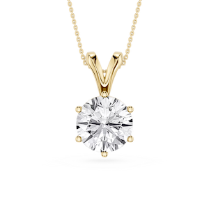 Round Lab Grown Diamond Six Prong Double Bail Solitaire Pendant  - 16 to 18 Inches