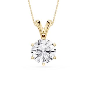 Round Lab Grown Diamond Six Prong Double Bail Solitaire Pendant  - 16 to 18 Inches