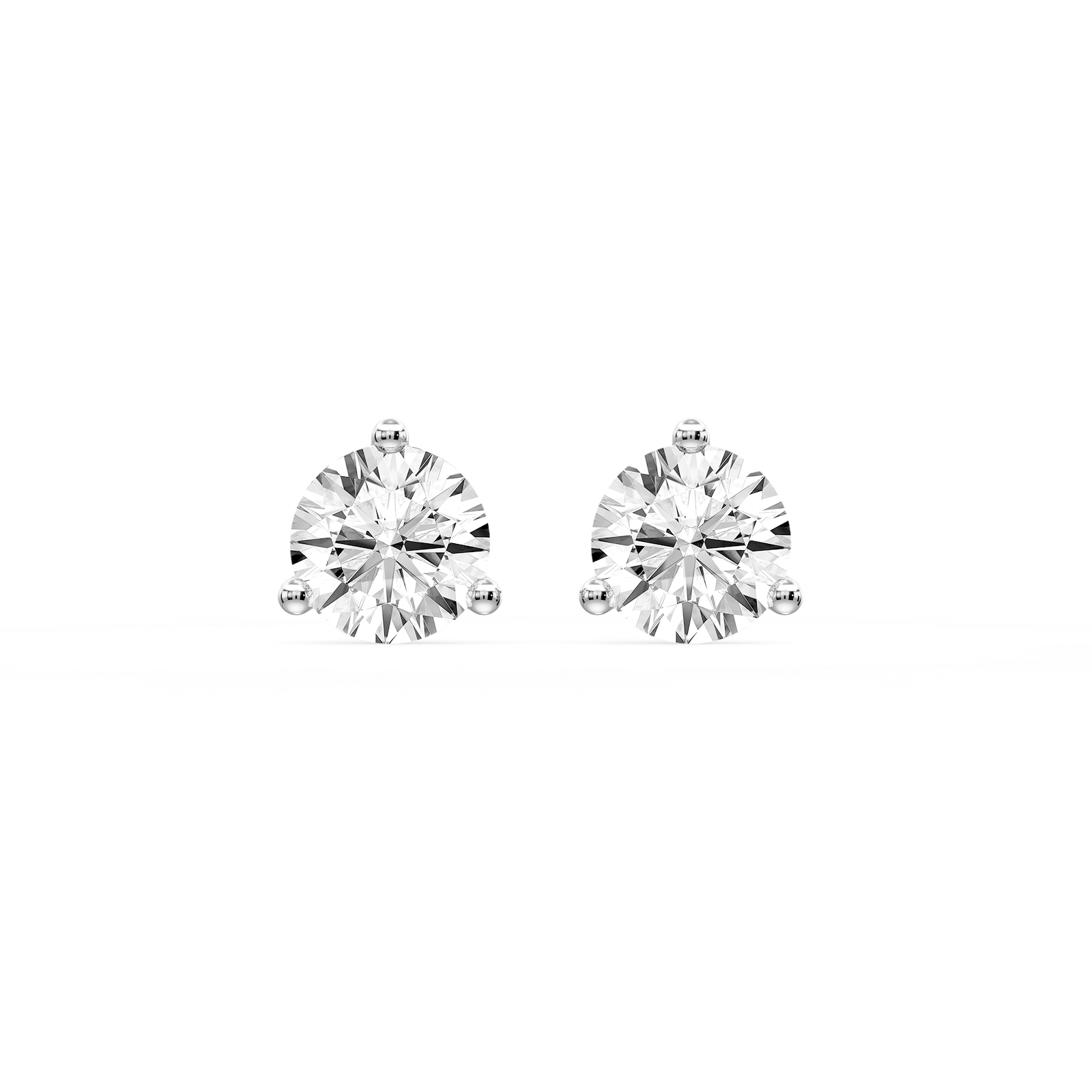 Round Certified Lab Grown Diamond Three Prong Guardian Back Stud Earrings