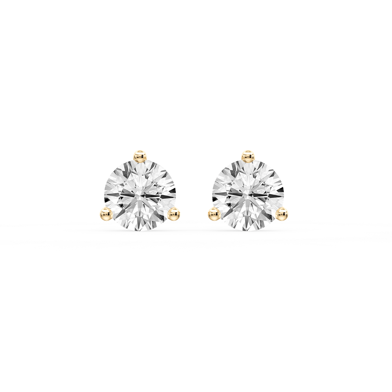 Round Certified Lab Grown Diamond Three Prong Guardian Back Stud Earrings