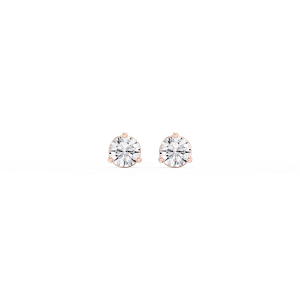 Round Lab Grown Diamond Three Prong Basket Threaded Stud Earrings