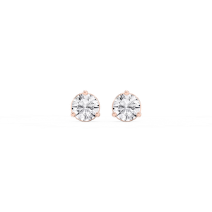 Round Lab Grown Diamond Three Prong Basket Threaded Stud Earrings