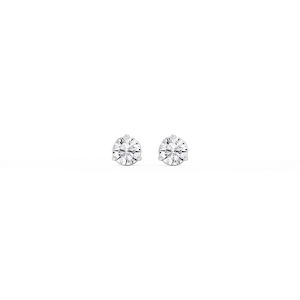 Round Lab Grown Diamond Three Prong Basket Threaded Stud Earrings