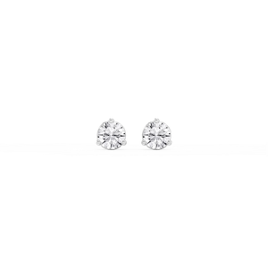 Round Lab Grown Diamond Three Prong Basket Threaded Stud Earrings