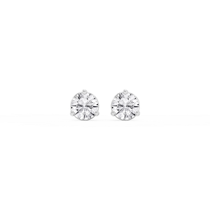 Round Lab Grown Diamond Three Prong Basket Threaded Stud Earrings
