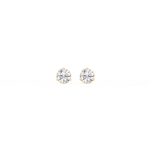 Round Lab Grown Diamond Three Prong Basket Threaded Stud Earrings