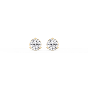 Round Lab Grown Diamond Three Prong Basket Threaded Stud Earrings