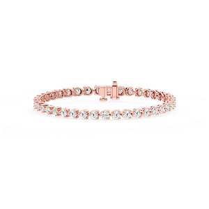 Round Lab Grown Diamond Three Prong Tennis Bracelet