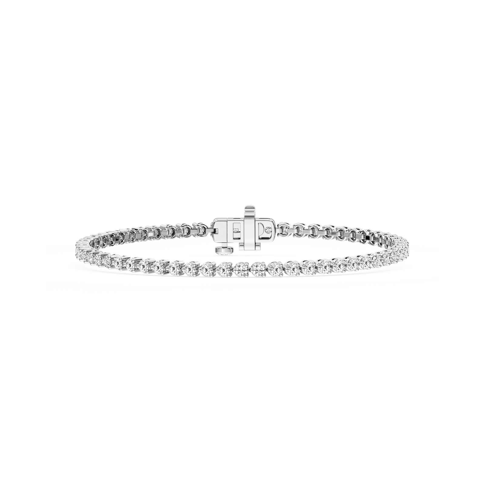 Round Lab Grown Diamond Three Prong Tennis Bracelet