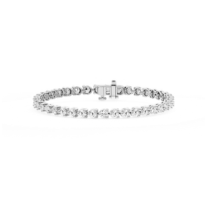 Round Lab Grown Diamond Three Prong Tennis Bracelet