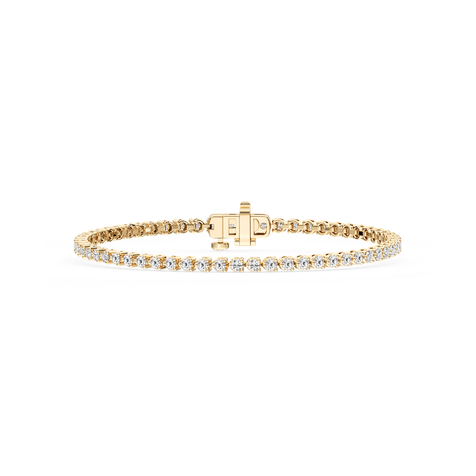 Round Lab Grown Diamond Three Prong Tennis Bracelet