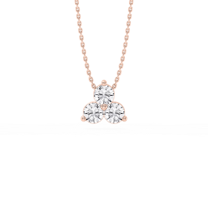 Round Lab Grown Diamond Three Stone Cluster Pendant – 18 Inches