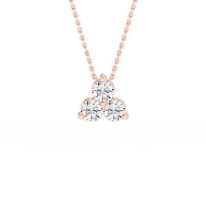 Round Lab Grown Diamond Three Stone Cluster Pendant – 18 Inches
