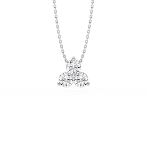Round Lab Grown Diamond Three Stone Cluster Pendant – 18 Inches
