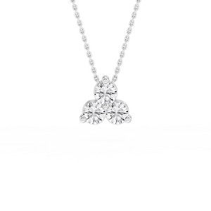 Round Lab Grown Diamond Three Stone Cluster Pendant – 18 Inches