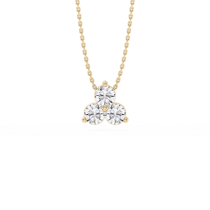 Round Lab Grown Diamond Three Stone Cluster Pendant – 18 Inches