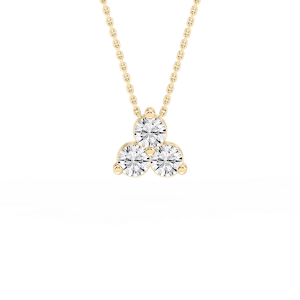 Round Lab Grown Diamond Three Stone Cluster Pendant – 18 Inches