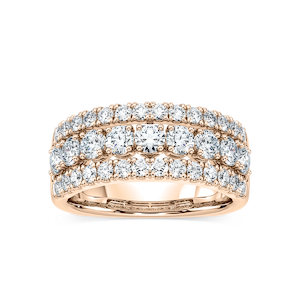 Fatima 1 ½ ctw Round Lab Grown Diamond Triple Row Euro Shank Anniversary Band