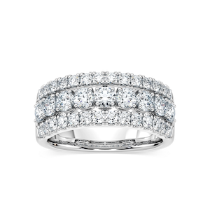 Fatima 1 ½ ctw Round Lab Grown Diamond Triple Row Euro Shank Anniversary Band