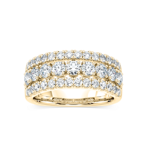 Fatima 1 ½ ctw Round Lab Grown Diamond Triple Row Euro Shank Anniversary Band