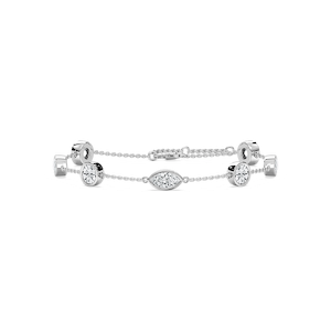 3 ¹⁄₂ ctw Round and Marquise Lab Grown Diamond Bezel Set Station Chain Bracelet  - 7 Inches