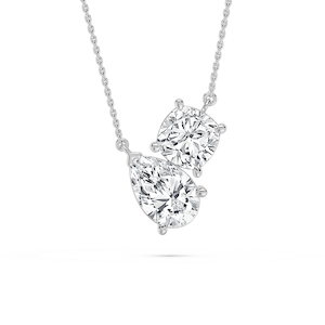 2 ctw Pear and Cushion Lab Grown Diamond Two Stone Pendant - 18 Inches